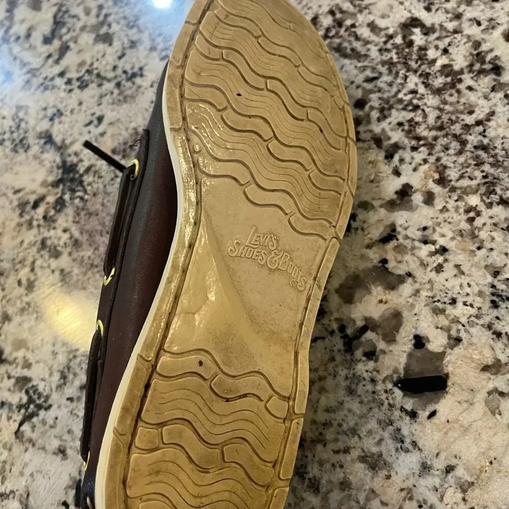 Vtg Levi’s Brown Leather Deck Loafer Slip On Preppy Old Money Boat Shoe Mens 8